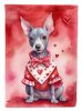 American Hairless Terrier My Valentine House Flag Large Porch Sleeve Pole Decorative Outside Yard Banner Artwork Wall Hanging, Polyester, House Size