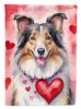 Collie My Valentine House Flag Large Porch Sleeve Pole Decorative Outside Yard Banner Artwork Wall Hanging, Polyester, House Size, Multicolor