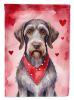 German Wirehaired Pointer My Valentine House Flag Large Porch Sleeve Pole Decorative Outside Yard Banner Artwork Wall Hanging, Polyester, House Size