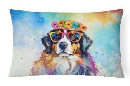 Hippie Dawg Throw Pillow Throw Pillow for Indoor Couch Bed Outdoor Patio Washable, Bernese Mountain Dog 2461,12Hx16W