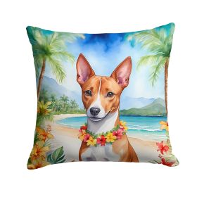 Basenji Luau Throw Pillow Machine Washable, Indoor Outdoor Decorative Pillow for Couch, Bed or Patio, 14Hx14W
