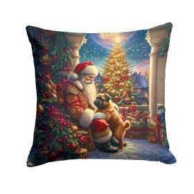 Brussels Griffon and Santa Claus Throw Pillow Machine Washable, Indoor Outdoor Decorative Pillow for Couch, Bed or Patio, 14Hx14W