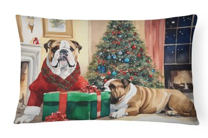 Waiting on Christmas Throw Pillow Throw Pillow for Indoor Couch Bed Outdoor Patio Washable, English Bulldog 1305,12Hx16W