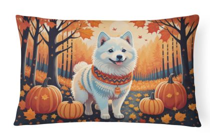 Autumn Leaves Throw Pillow Throw Pillow for Indoor Couch Bed Outdoor Patio Washable, American Eskimo,12Hx16W
