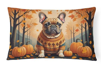 Autumn Leaves Throw Pillow Throw Pillow for Indoor Couch Bed Outdoor Patio Washable, French Bulldog Fawn,12Hx16W