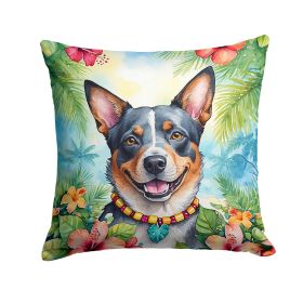 Australian Cattle Dog Luau Throw Pillow Machine Washable, Indoor Outdoor Decorative Pillow for Couch, Bed or Patio, 14Hx14W