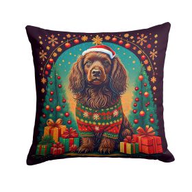 Boykin Spaniel Christmas Throw Pillow Machine Washable, Indoor Outdoor Decorative Pillow for Couch, Bed or Patio, 14Hx14W