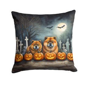 Chow Chow Spooky Halloween Throw Pillow Machine Washable, Indoor Outdoor Decorative Pillow for Couch, Bed or Patio, 14Hx14W