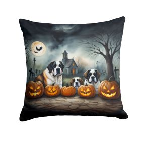 Saint Bernard Spooky Halloween Throw Pillow Machine Washable, Indoor Outdoor Decorative Pillow for Couch, Bed or Patio, 14Hx14W
