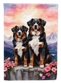 Bernese Mountain Dog Two Hearts Garden Flag Mailbox Flag Decorative Yard Flag Banner Outside Patio Artwork Yard Flower Beds, Garden Size, Multicolor