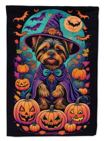 Yorkie Witchy Halloween Garden Flag Mailbox Flag Decorative Yard Flag Banner Outside Patio Artwork Yard Flower Beds, Garden Size, Multicolor