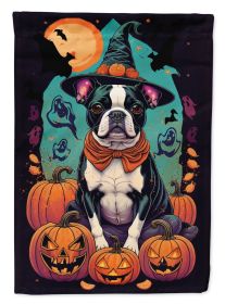 Boston Terrier Witchy Halloween Garden Flag Mailbox Flag Decorative Yard Flag Banner Outside Patio Artwork Yard Flower Beds, Garden Size, Multicolor