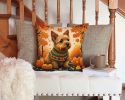 Norwich Terrier Fall Throw Pillow Machine Washable, Indoor Outdoor Decorative Pillow for Couch, Bed or Patio, 14Hx14W