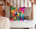 NEW Hippie Animal Parrot Throw Pillow Machine Washable, Indoor Outdoor Decorative Pillow for Couch, Bed or Patio, 14Hx14W