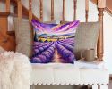 Colorful English Lavender Throw Pillow Machine Washable, Indoor Outdoor Decorative Pillow for Couch, Bed or Patio, 14Hx14W