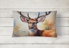 NEW Watercolor Wildlife Throw Pillow Throw Pillow for Indoor Couch Bed Outdoor Patio Washable, Deer 2902,12Hx16W