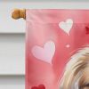 Pekingese My Valentine House Flag Large Porch Sleeve Pole Decorative Outside Yard Banner Artwork Wall Hanging, Polyester, House Size, Multicolor