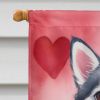 Alaskan Klee Kai My Valentine House Flag Large Porch Sleeve Pole Decorative Outside Yard Banner Artwork Wall Hanging, Polyester, House Size