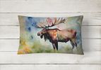 NEW Watercolor Wildlife Throw Pillow Throw Pillow for Indoor Couch Bed Outdoor Patio Washable, Moose 2964,12Hx16W