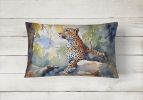 NEW Watercolor Wildlife Throw Pillow Throw Pillow for Indoor Couch Bed Outdoor Patio Washable, Leopard 2947,12Hx16W