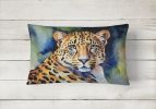 NEW Watercolor Wildlife Throw Pillow Throw Pillow for Indoor Couch Bed Outdoor Patio Washable, Leopard 2949,12Hx16W