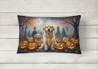 Spooky Halloween Throw Pillow Throw Pillow for Indoor Couch Bed Outdoor Patio Washable, Golden Retriever 2041,12Hx16W