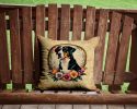 Greater Swiss Mountain Dog and Flowers Throw Pillow Machine Washable, Indoor Outdoor Decorative Pillow for Couch, Bed or Patio, 14Hx14W