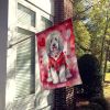 Komondor My Valentine House Flag Large Porch Sleeve Pole Decorative Outside Yard Banner Artwork Wall Hanging, Polyester, House Size, Multicolor