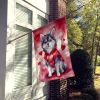 Alaskan Klee Kai My Valentine House Flag Large Porch Sleeve Pole Decorative Outside Yard Banner Artwork Wall Hanging, Polyester, House Size