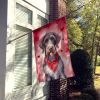 German Wirehaired Pointer My Valentine House Flag Large Porch Sleeve Pole Decorative Outside Yard Banner Artwork Wall Hanging, Polyester, House Size