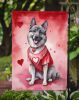 Norwegian Elkhound My Valentine Garden Flag Mailbox Flag Decorative Yard Flag Banner Outside Patio Artwork Yard Flower Beds, Garden Size, Multicolor