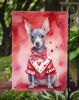 American Hairless Terrier My Valentine Garden Flag Mailbox Flag Decorative Yard Flag Banner Outside Patio Artwork Yard Flower Beds, Garden Size