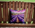 Colorful English Lavender Throw Pillow Machine Washable, Indoor Outdoor Decorative Pillow for Couch, Bed or Patio, 14Hx14W