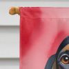 Black and Tan Coonhound My Valentine House Flag Large Porch Sleeve Pole Decorative Outside Yard Banner Artwork Wall Hanging, Polyester, House Size