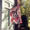 Staffordshire Bull Terrier My Valentine House Flag Large Porch Sleeve Pole Decorative Outside Yard Banner Artwork Wall Hanging, Polyester, House Size