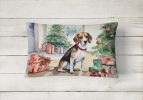 Waiting on Christmas Throw Pillow Throw Pillow for Indoor Couch Bed Outdoor Patio Washable, Beagle 1248,12Hx16W