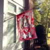 Basset Hound My Valentine House Flag Large Porch Sleeve Pole Decorative Outside Yard Banner Artwork Wall Hanging, Polyester, House Size, Multicolor