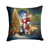Bernese Mountain Dog and Santa Claus Throw Pillow Machine Washable, Indoor Outdoor Decorative Pillow for Couch, Bed or Patio, 18Hx18W