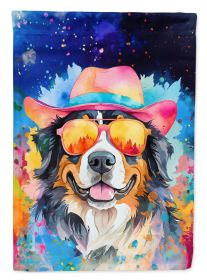 Bernese Mountain Dog Hippie Dawg House Flag Large Porch Sleeve Pole Decorative Outside Yard Banner Artwork Wall Hanging, Polyester, House Size (Default: Default)