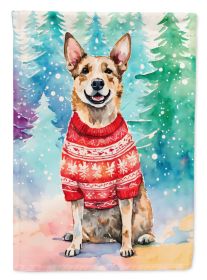 Australian Cattle Dog Christmas House Flag Large Porch Sleeve Pole Decorative Outside Yard Banner Artwork Wall Hanging, Polyester, House Size (Default: Default)