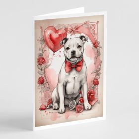 NEW Staffordshire Bull Terrier Valentine Roses Greeting Cards Pack of 8 Blank Cards with Envelopes Whimsical A7 Size 5x7 Blank Note Cards (Default: Default)