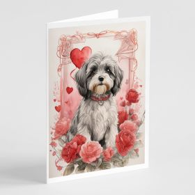 Tibetan Terrier Valentine Roses Greeting Cards Pack of 8 Blank Cards with Envelopes Whimsical A7 Size 5x7 Blank Note Cards (Default: Default)