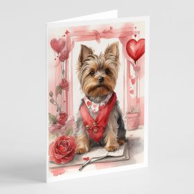 Yorkshire Terrier Valentine Roses Greeting Cards Pack of 8 Blank Cards with Envelopes Whimsical A7 Size 5x7 Blank Note Cards (Default: Default)