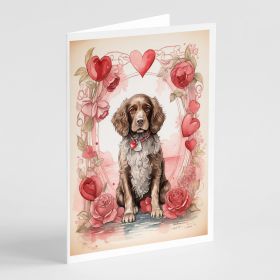 Water Spaniel Valentine Roses Greeting Cards Pack of 8 Blank Cards with Envelopes Whimsical A7 Size 5x7 Blank Note Cards (Default: Default)