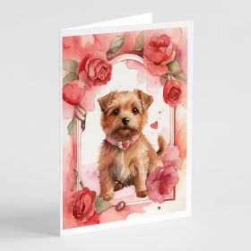 Norfolk Terrier Valentine Roses Greeting Cards Pack of 8 Blank Cards with Envelopes Whimsical A7 Size 5x7 Blank Note Cards (Default: Default)