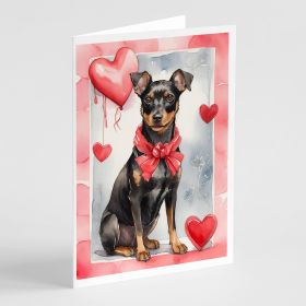 Manchester Terrier Valentine Roses Greeting Cards Pack of 8 Blank Cards with Envelopes Whimsical A7 Size 5x7 Blank Note Cards (Default: Default)