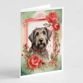 Irish Wolfhound Valentine Roses Greeting Cards Pack of 8 Blank Cards with Envelopes Whimsical A7 Size 5x7 Blank Note Cards (Default: Default)