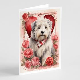 Old English Sheepdog Valentine Roses Greeting Cards Pack of 8 Blank Cards with Envelopes Whimsical A7 Size 5x7 Blank Note Cards (Default: Default)
