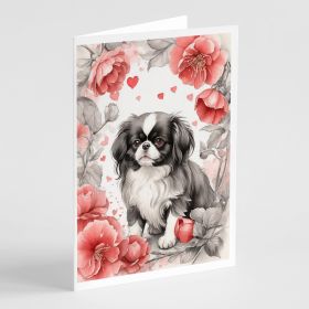 Japanese Chin Valentine Roses Greeting Cards Pack of 8 Blank Cards with Envelopes Whimsical A7 Size 5x7 Blank Note Cards (Default: Default)