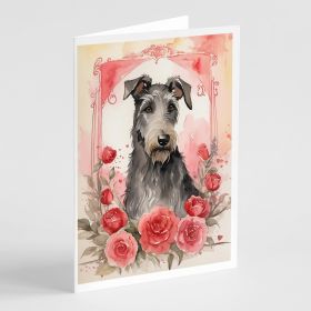 Scottish Deerhound Valentine Roses Greeting Cards Pack of 8 Blank Cards with Envelopes Whimsical A7 Size 5x7 Blank Note Cards (Default: Default)